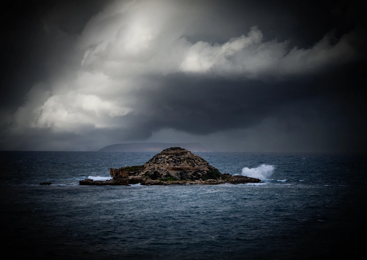 Chinamans Hat Island in a storm