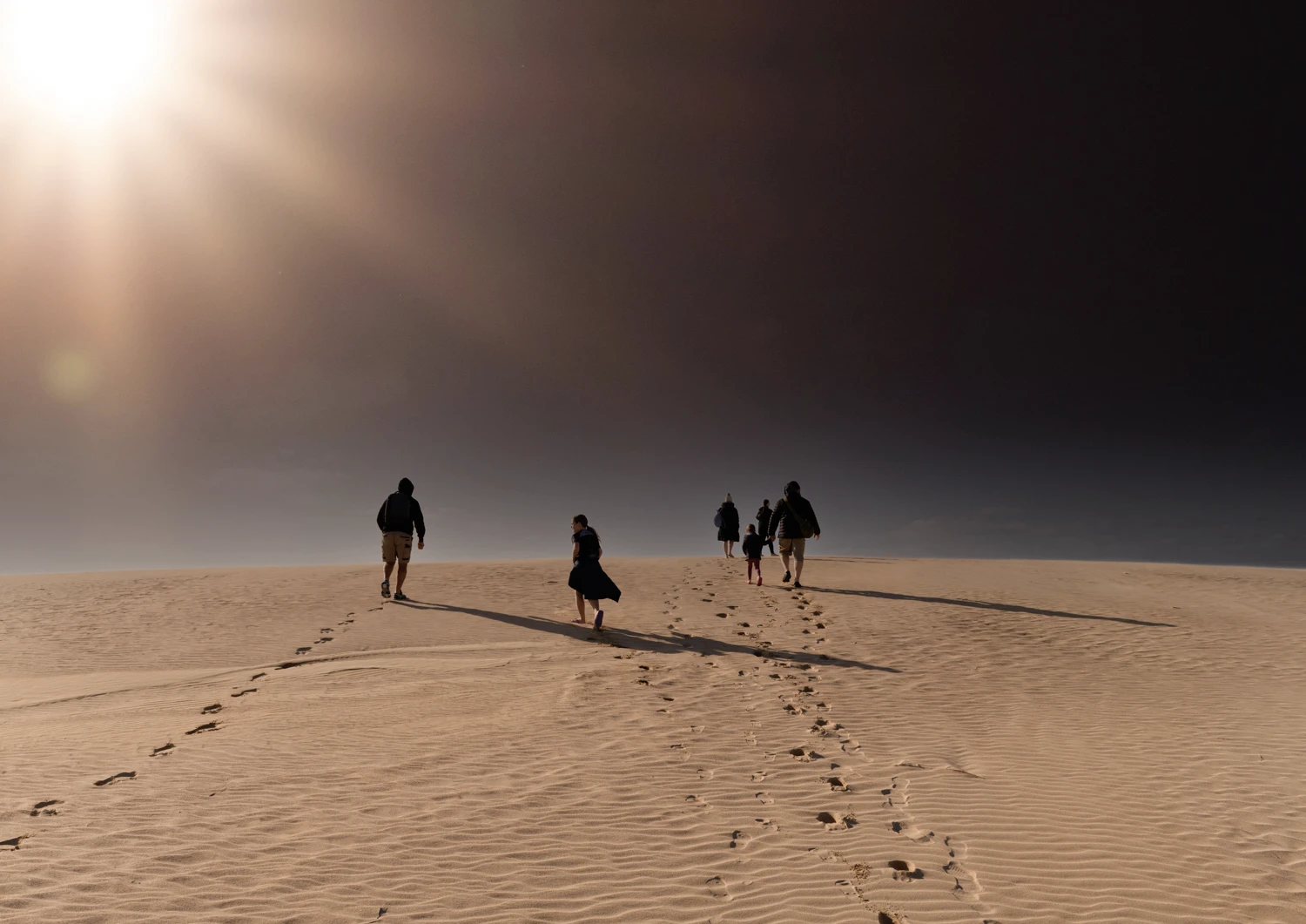 Walking over sand dunes