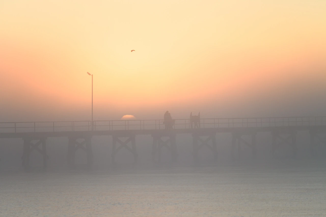 Sunrise on a foggy morning