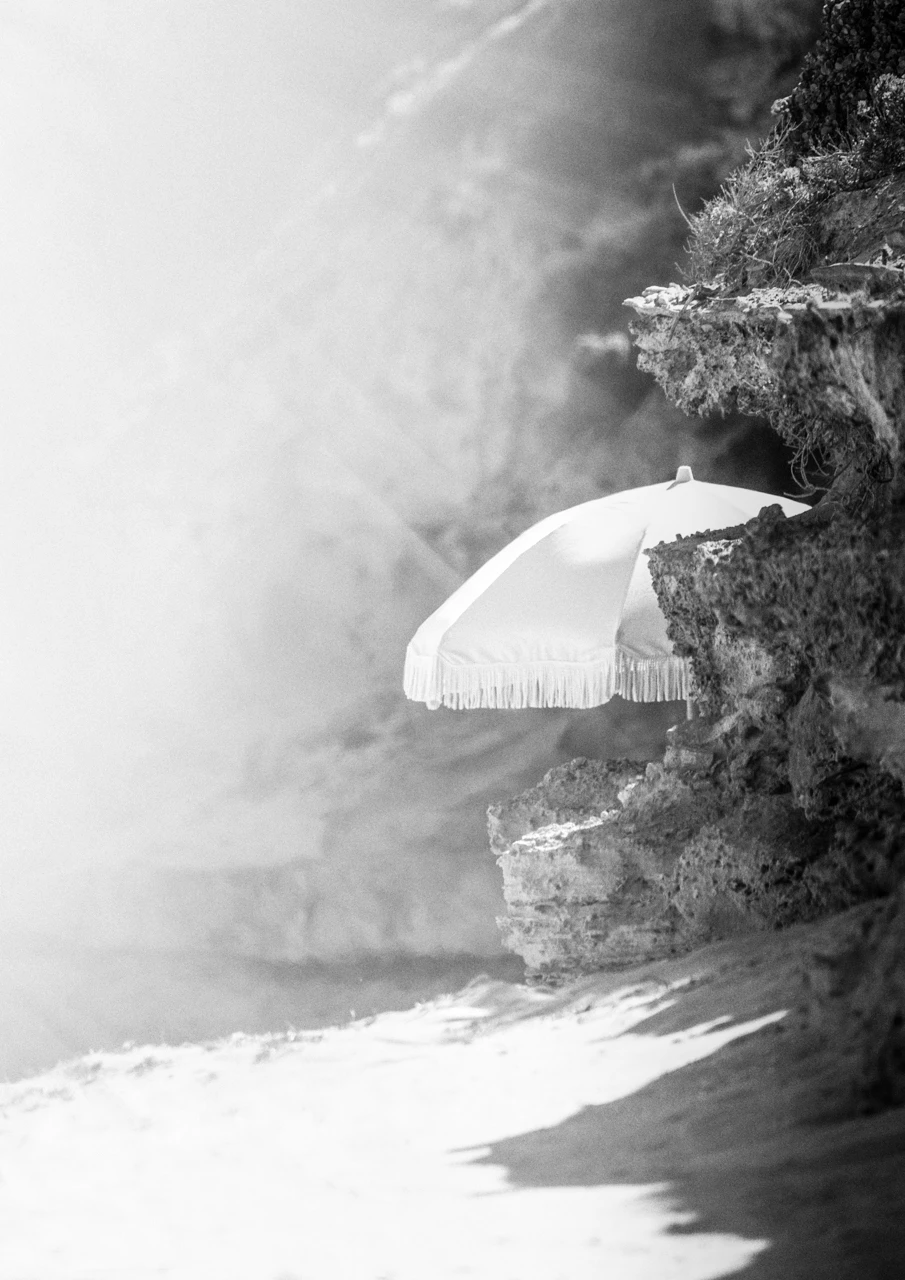 Beach umbrella in the midday sun