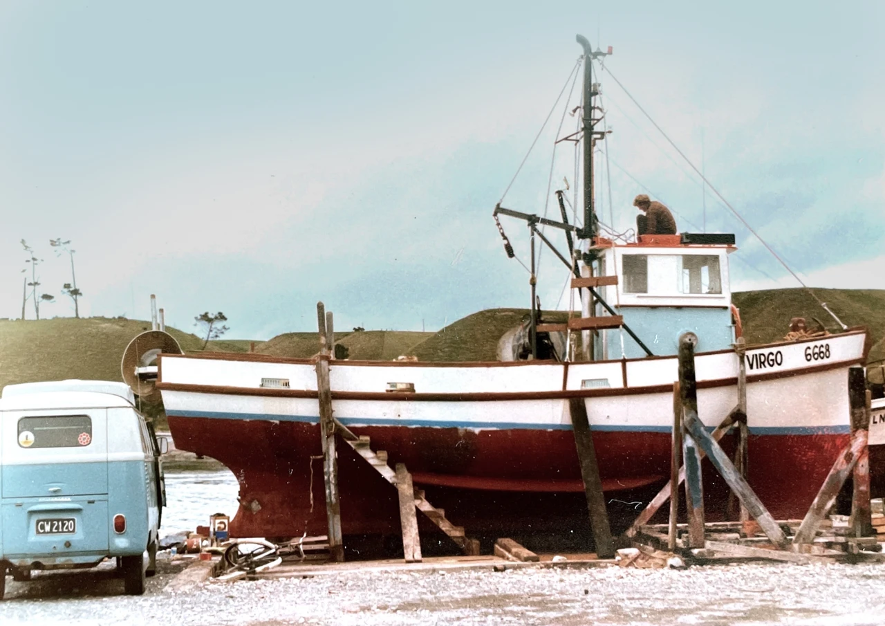 Virgo boat and old Kombi Old fishing boat named the Virgo
