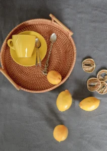 Lemons and coffee cup