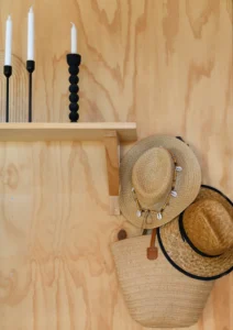 Sun hats hanging up