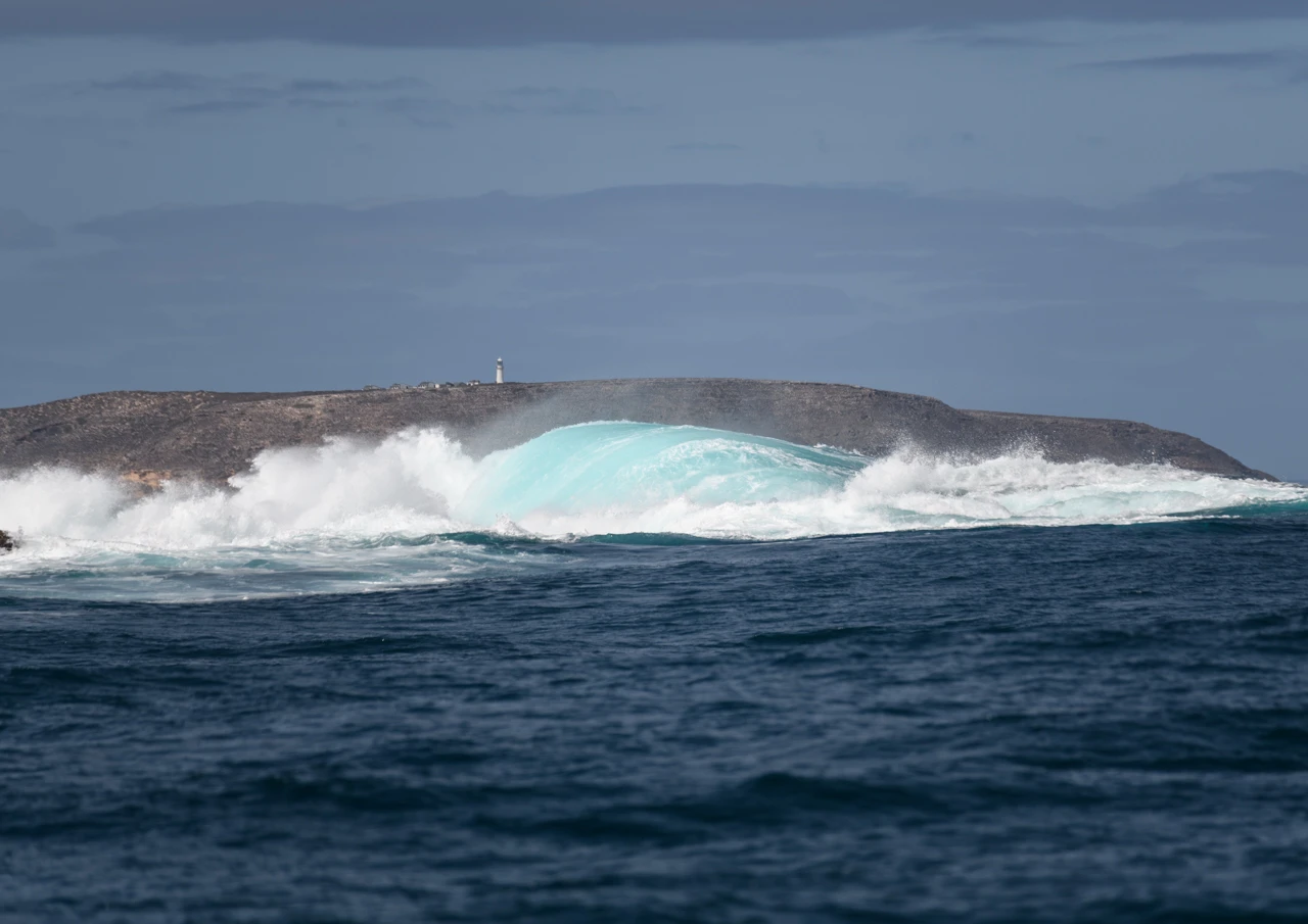 Althorpe lighthouse and Eames reef Eames reef with Althorpe is and in the distance