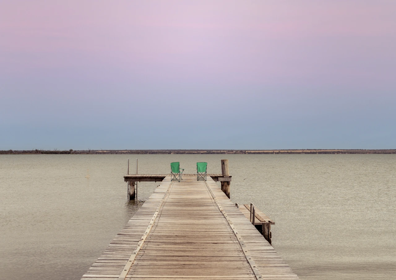 Barmera jetty and a dust storm