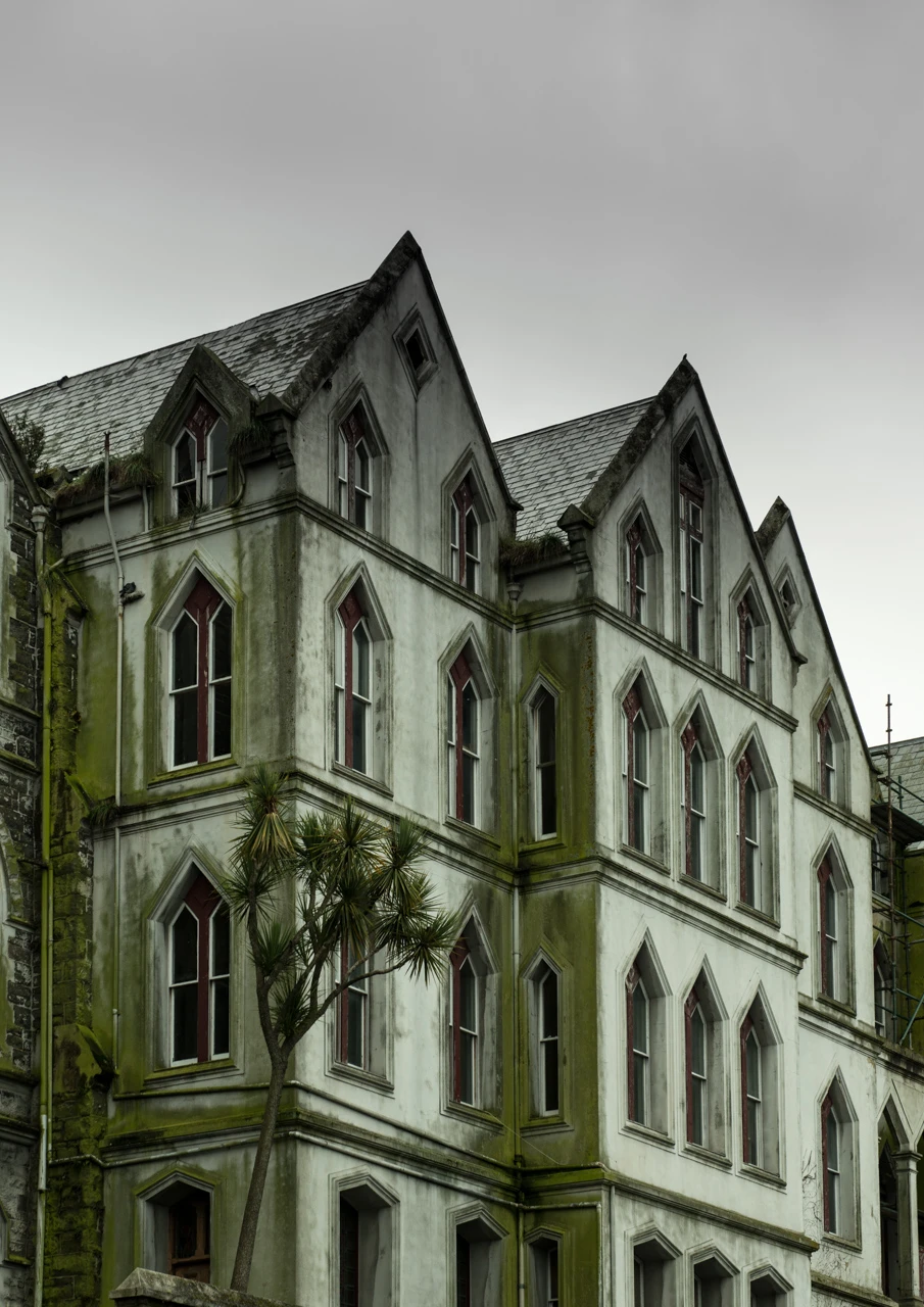 Old green building Dunedin New Zealand