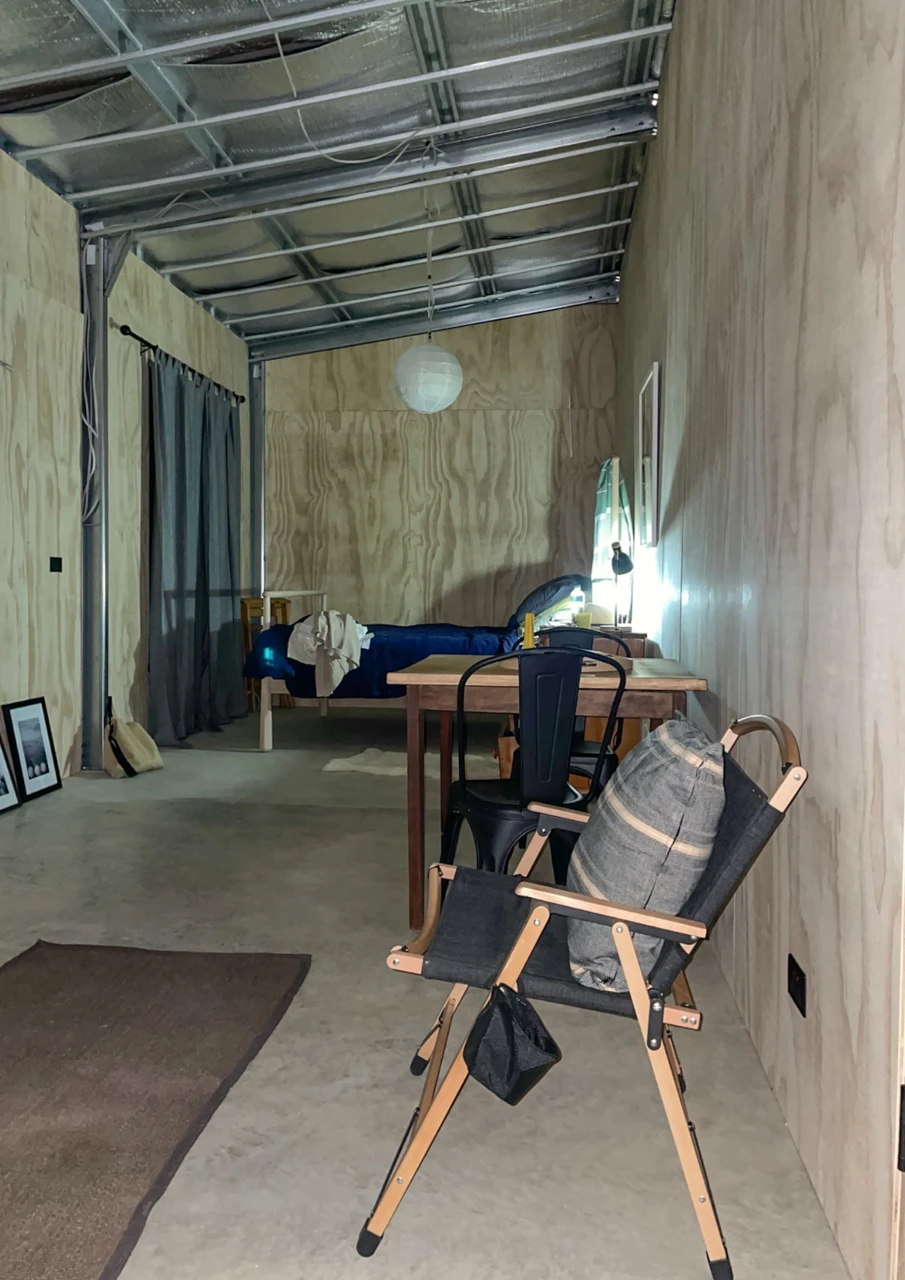 Inside guest shed