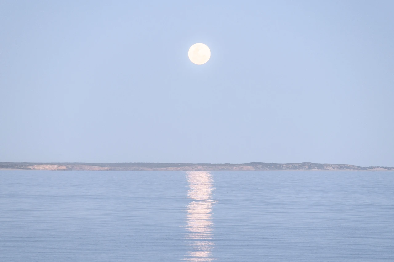 Moon and light blue sea Moon light rising over Marion Bay Yorke Peninsula