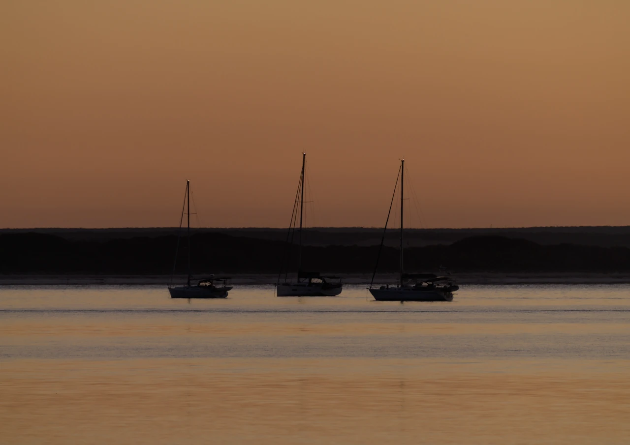 Yachts in the early morning moored at Marion Bay Yorke Peninsula