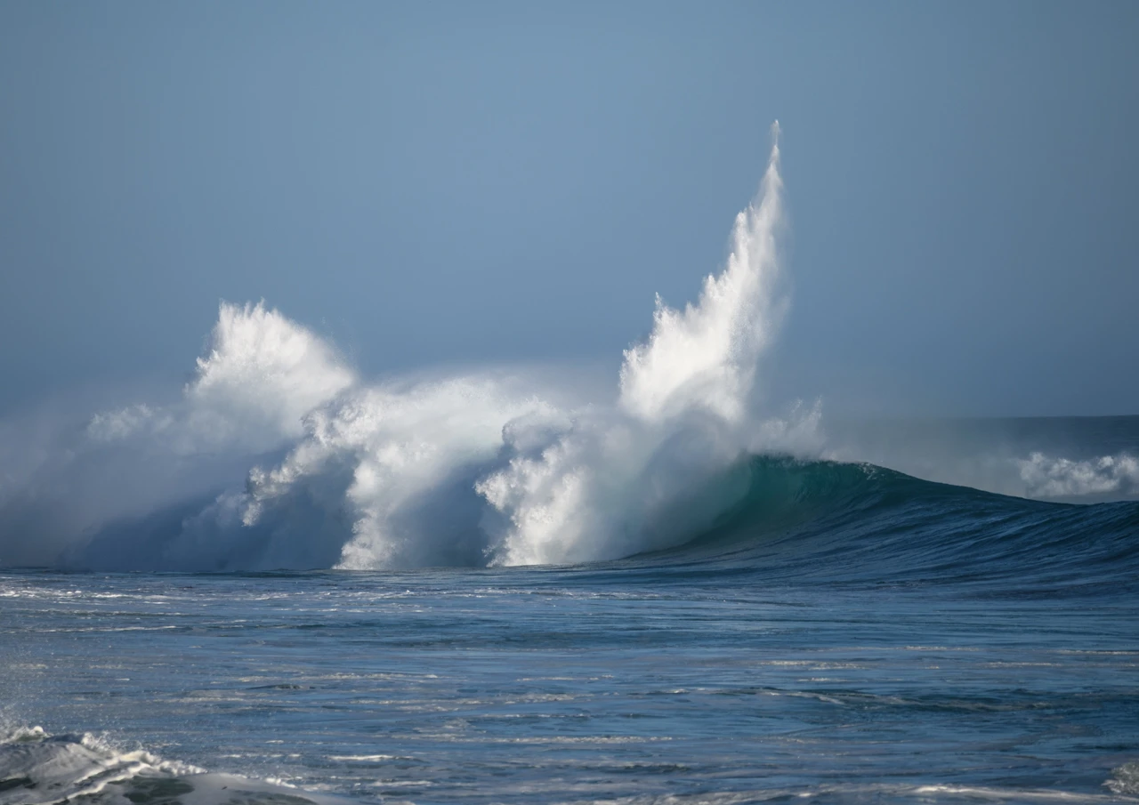 Darkness descends huge spray from wave from the Southern Oceanwaves Evening and back spray from a wave