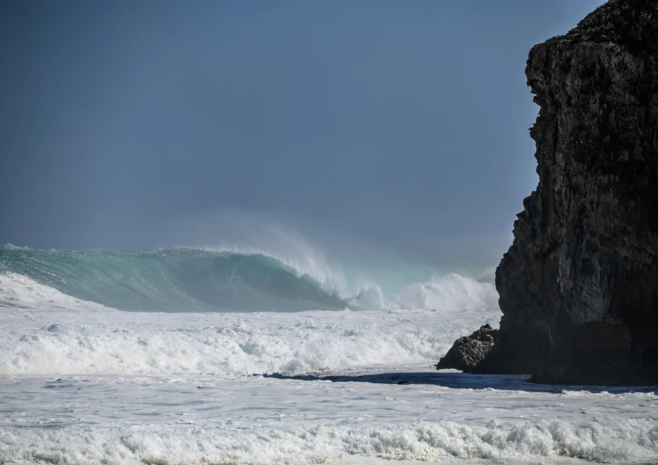 Wave near the cliff, Ethel beach, Yorke Peninsula Wave near Ethel beach cliffs Yorke Peninsula