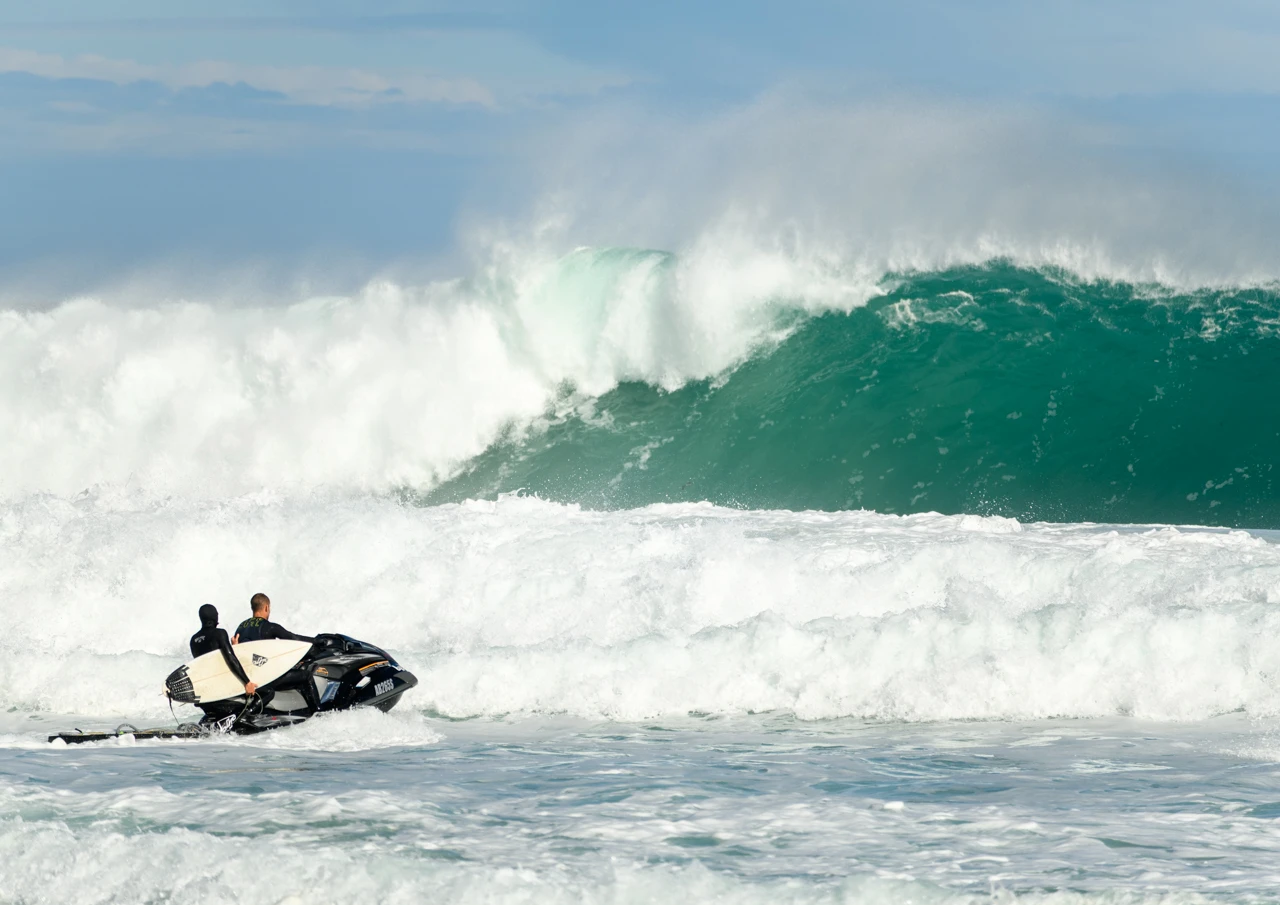 Jet ski surfing West Cape Yorke Peninsula Jet ski with surfers at West Cape Yorke Peninsula