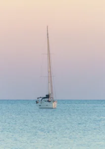 Pastel skies and a yacht