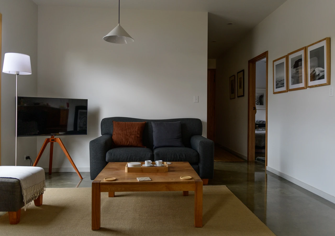 Lounge and TV on wooden stand