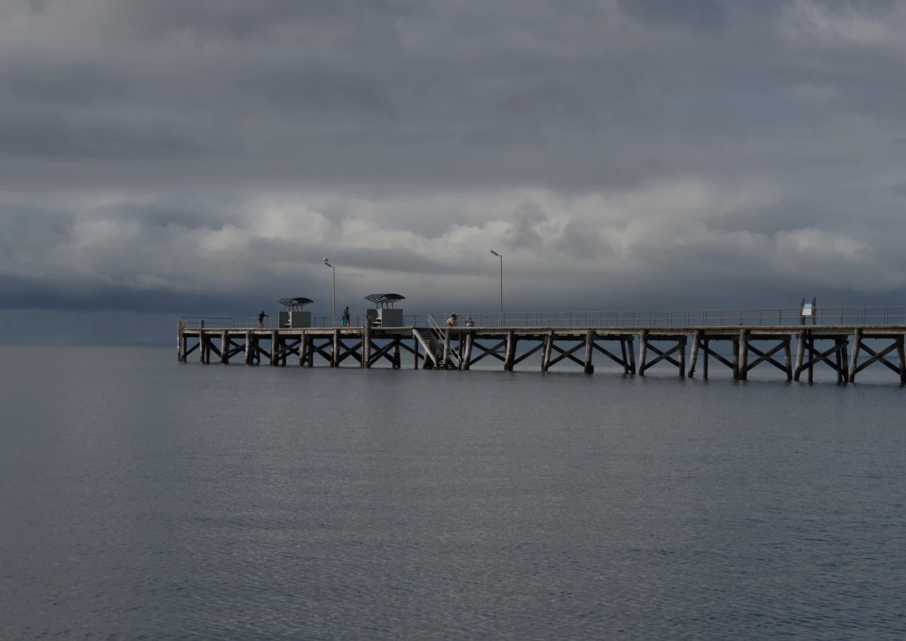 Marion Bay jetty very grey and cool day